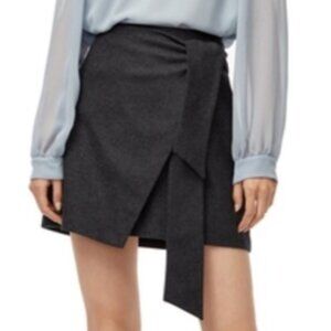 Wilfred grey wool Dorine front wrap mini skirt
